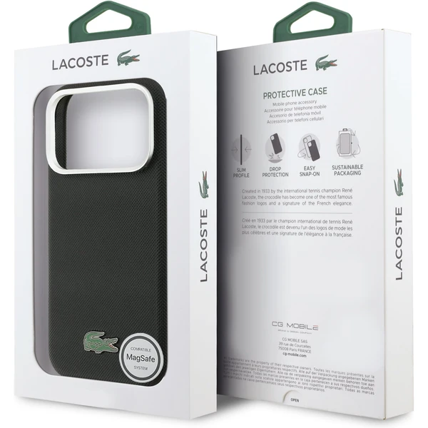 Lacoste Iconic Petit Pique Metal Logo MagSafe kryt iPhone 17 Pro čierny - Puzdra - Obrázok 95c167c2a89c421db1d287ef1bbaf201