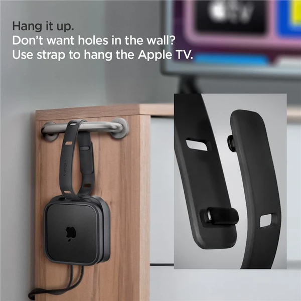 Spigen Silicone Fit Mount silikónový držiak pre Apple TV 4K 3th Gen (2022) čierny - Držiaky - Obrázok 95d38146f5ab4036a8397c9d91def667