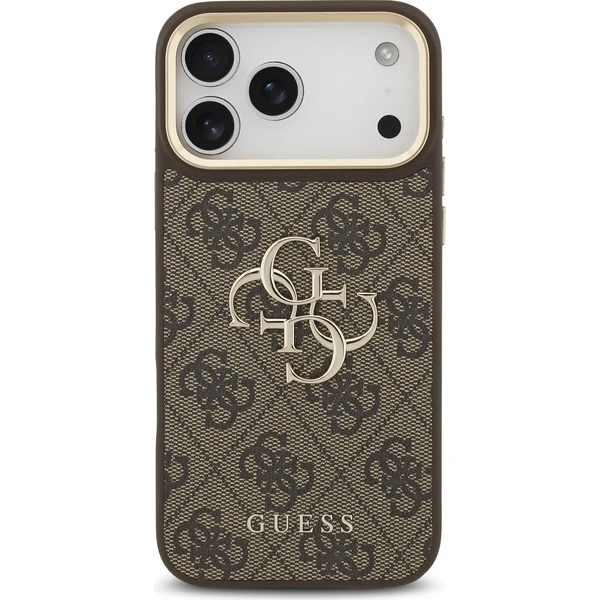Guess PU Leather 4G Metal Logo Gold Frame Zadný Kryt pre iPhone 18 Pro Max Brown - Puzdra - Obrázok 965e17b39769400893031a8a9ed4764a