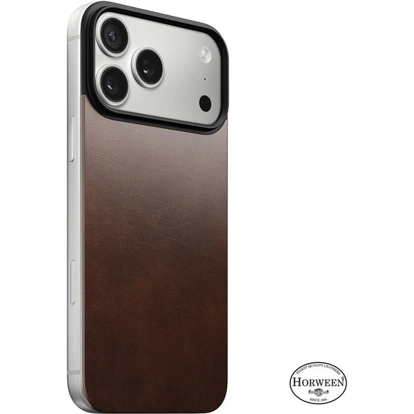 Nomad Magnetic Leather Back (Horween) Magsafe kožený kryt iPhone 17 Pro Max Rustic Brown - Puzdra - Hlavný obrázok