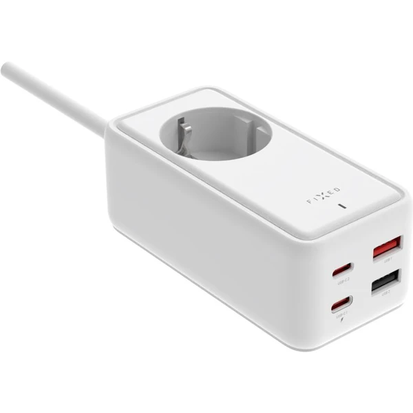 FIXED Charging Strip predlžovací adaptér s USB-C/USB-A, GaN III, 3m, PD 65W, biely - Nabíjačky - Hlavný obrázok