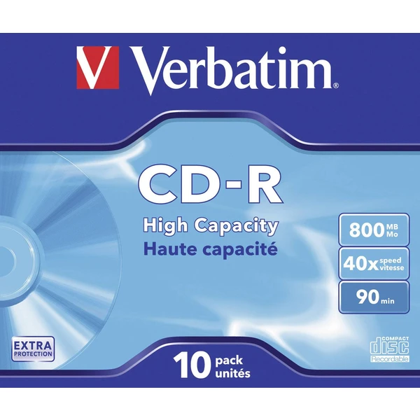 VERBATIM CD-R(10 ks)Jewel/EP/DL/40x/90min/800MB - Optické disky - Obrázok 96P2000P01
