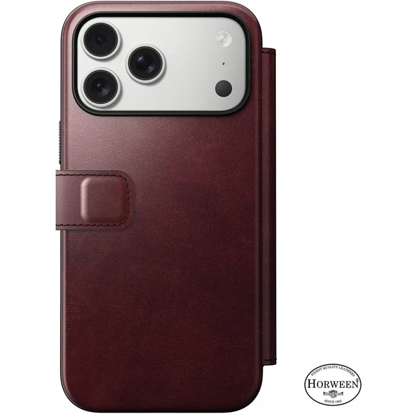 Nomad Modern Leather Folio (Horween) MagSafe kožené púzdro iPhone 17 Pro Max Burgundy - Puzdra - Obrázok 96a29114c58d4e26beaf5f3fac5d4968