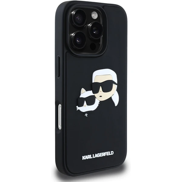Karl Lagerfeld 3D Rubber Double Heads kryt iPhone 16 Pre čierny - Puzdra - Obrázok 96d5d23ad251456c91bc26754dfaeb15