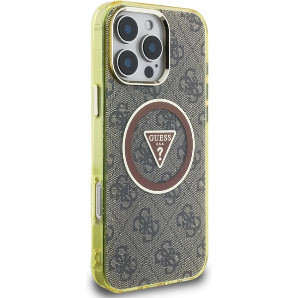 Guess IML 4G Glitter a Triangle Logo MagSafe kryt iPhone 16 Pro Max hnedý - Puzdra - Obrázok 96da1b1a52d0484097680ef63a573213
