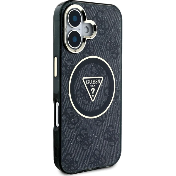 Guess IML 4G Glitter a Triangle Logo MagSafe kryt iPhone 16 čierny - Puzdra - Obrázok 96eb591fc8ff4aa0a7aa0b44c7c068ac