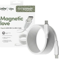PanzerGlass USB-C/USB-C magnetický napájací kábel 240W 1,5m biely - Káble a redukcie