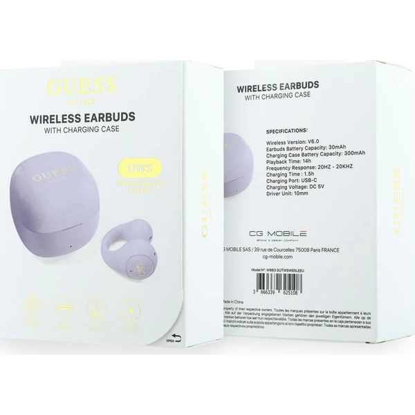 Guess Mini Classic Logo OWS Bezdrôtová Slúchadlá Purple - Slúchadlá - Obrázok 974a47fcad324dd180f11b8126f7cf31