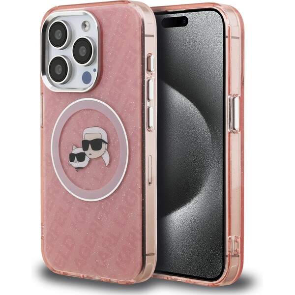 E-shop Karl Lagerfeld IML K&CH Heads Repeated Logo MagSafe kryt iPhone 15 Pre ružový