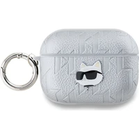 Karl Lagerfeld PU Embossed Choupette Head puzdro AirPods Pro 2 strieborné - Puzdra