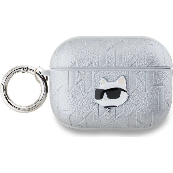 Karl Lagerfeld PU Embossed Choupette Head puzdro AirPods Pro 2 strieborné - Puzdra - Hlavný obrázok