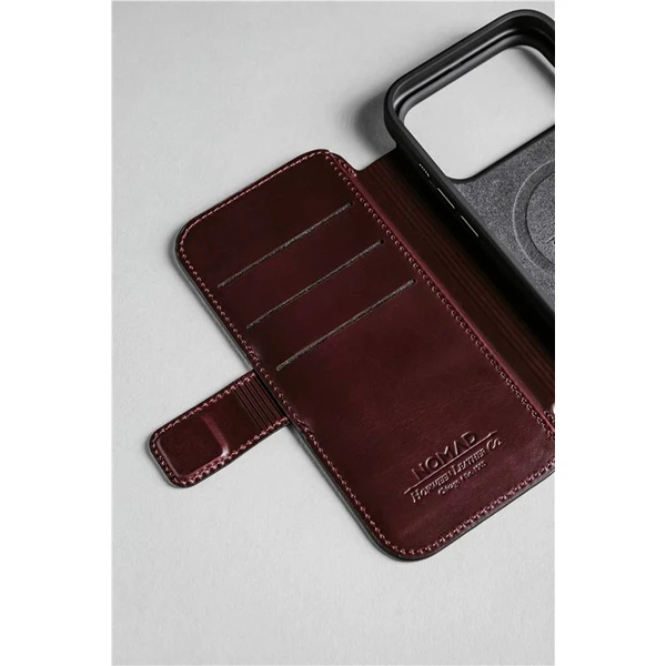 Nomad Modern Leather Folio (Horween) MagSafe kožené púzdro iPhone 17 Pro Max Burgundy - Puzdra - Obrázok 979d1f9a01c145ffabaca579a22e227f