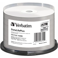 VERBATIM CD-R(50 ks) spindl, AZO 52X,700MB,biely, bez loga, možnosť potlače - Optické disky