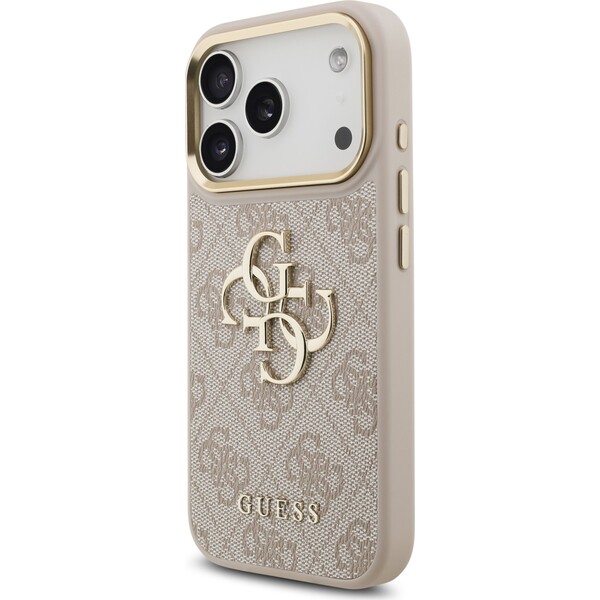 Guess PU Leather 4G Metal Logo Gold Frame Zadný Kryt pre iPhone 18 Pro Pink - Puzdra - Obrázok 98331084b0d34eacbad2515f947489f0