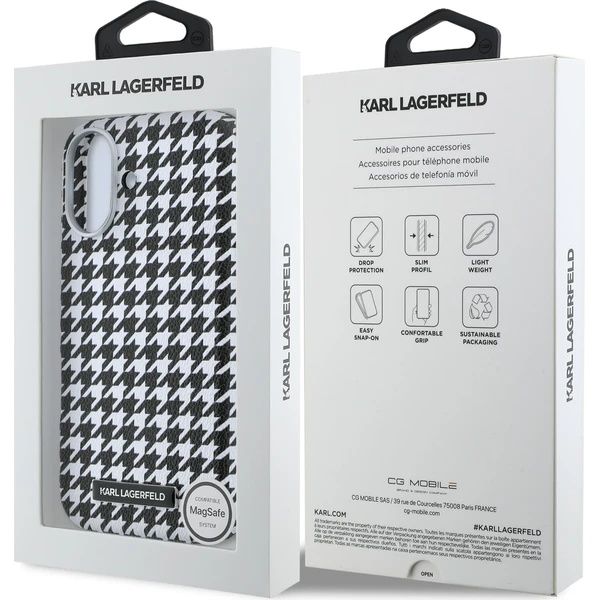 Karl Lagerfeld PU Houndstooth Resin Plate MagSafe kryt iPhone 17 čierny - Puzdra - Obrázok 984beceee2da459aa4d607c1522b8ab1