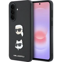 Karl Lagerfeld Liquid Silicone Metal Karl and Choupette kryt Samsung Galaxy A37 čierny - Puzdra