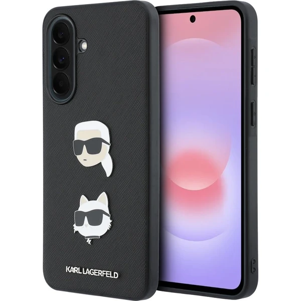 Karl Lagerfeld Liquid Silicone Metal Karl and Choupette kryt Samsung Galaxy A37 čierny - Puzdra - Hlavný obrázok