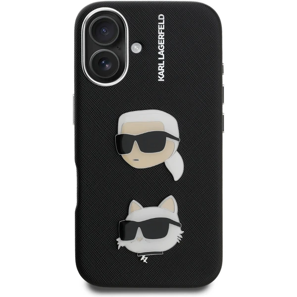 Karl Lagerfeld Grained PU K&CH Heads kryt iPhone 16 čierny - Puzdra - Obrázok 9893cbd8483d4122967d1af048cd5b2a