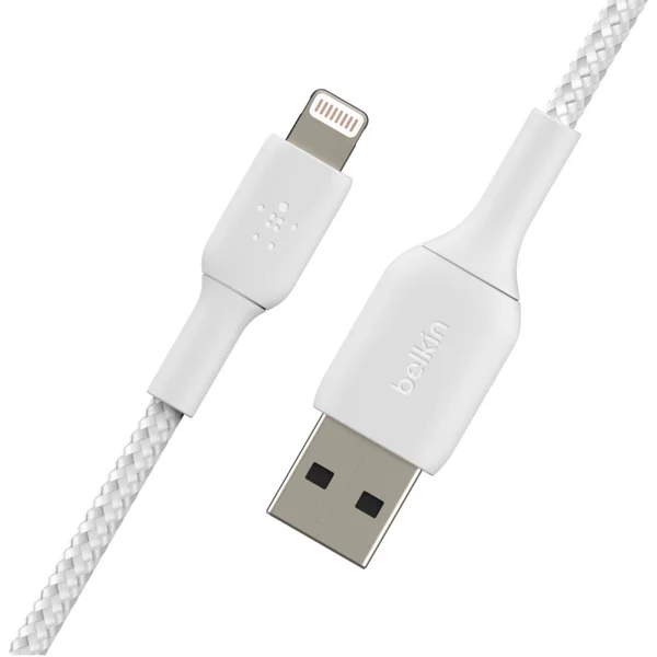 Belkin BOOST Charge Braided Lightning/USB-A odolný kábel, 2m, biely - Káble - Obrázok 9899400301