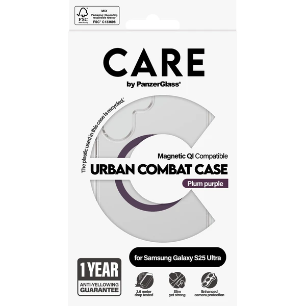 PanzerGlass® CARE kryt Samsung Galaxy S25 Ultra Urban Combat číry/fialový QI (Plum Purple) - Puzdra - Obrázok 98FC000J01