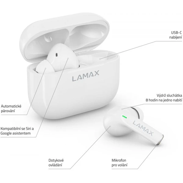 LAMAX Clips1 bezdrôtové slúchadlá biela - Slúchadlá - Obrázok 98UK100501