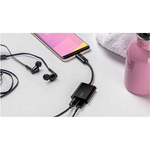 Belkin CONNECT USB-C audio/napájací adaptér čierny - USB huby - Obrázok 98VN300301