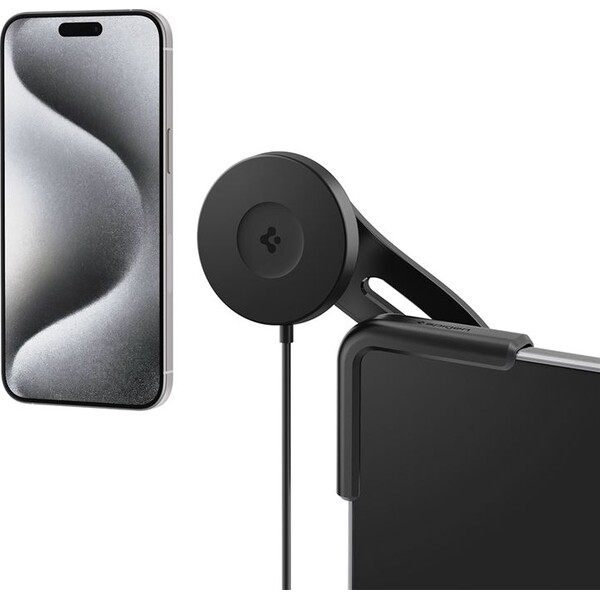 E-shop Spigen Teslá TapLock MagSafe Car Mount Charger Qi2 držiak s nabíjaním čierny