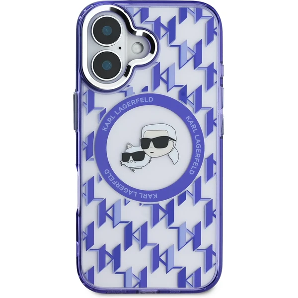 Karl Lagerfeld IML Monogram K&CH Heads MagSafe kryt pre iPhone 16 fialový - Puzdra - Obrázok 98dd42922f554b31ac6a3e5080b9e6c7