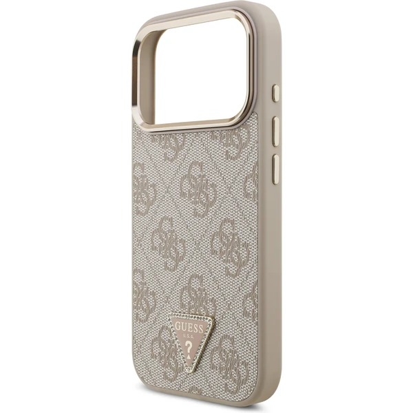 Guess PU Leather 4G Triangle Logo Gold Frame MagSafe kryt iPhone 17 Pro ružový - Puzdra - Obrázok 98f513d79cf147458a20ee964cdc923e