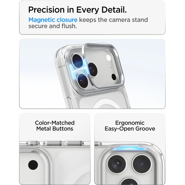 Spigen Ultra Hybrid Optik S MagSafe kryt iPhone 18 Pro/17 Pro clear silver - Puzdra - Obrázok 99089907be2c493d8fccb352924fa743