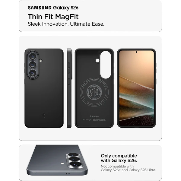 Spigen Thin Fit MagSafe kryt Samsung Galaxy S26 čierny - Puzdra - Obrázok 994db5028fc94767b96fbb534c4507a9