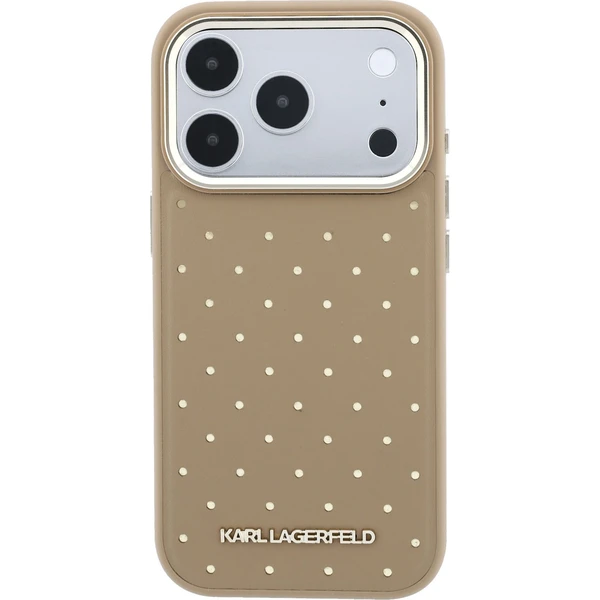 Karl Lagerfeld PU Perforated Gold Dots MagSafe Zadný kryt pre iPhone 17 Pro Max Beige - Puzdra - Obrázok 9963e2f1f4b243c28921d41a1c82c361