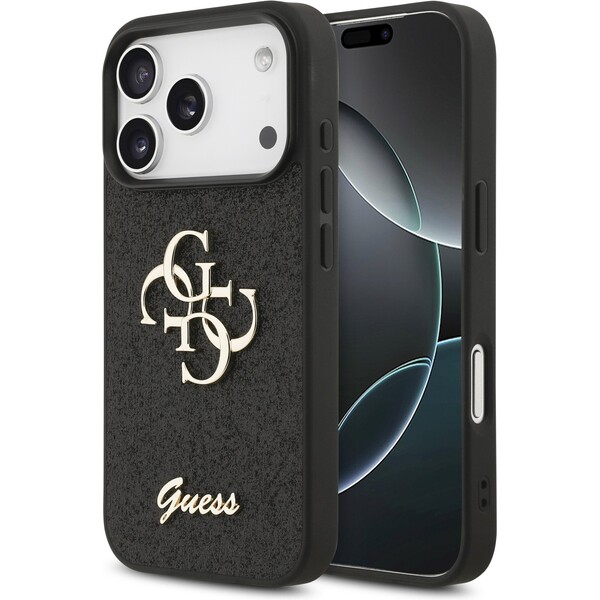 E-shop Guess PU Fixed Glitter 4G Metal Logo kryt iPhone 17 Pro čierny
