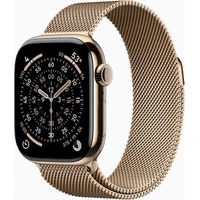 Apple Watch Series 11 Cellular (42mm) Zlatý titán so zlatým milánskym ťahom - Inteligentné hodinky