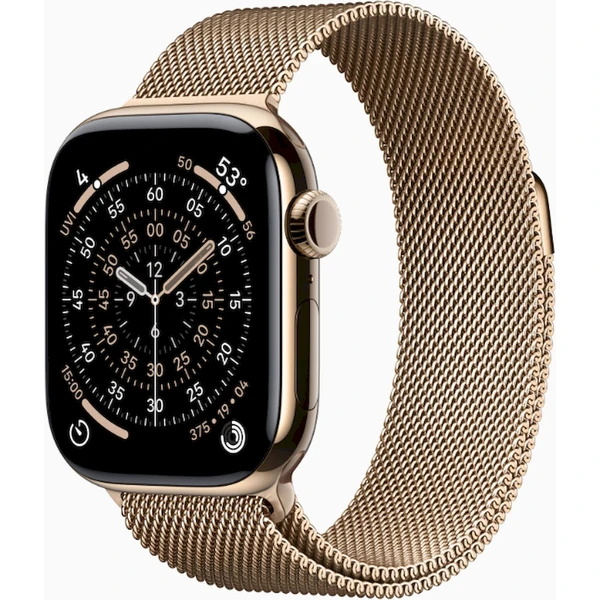 Apple Watch Series 11 Cellular (42mm) Zlatý titán so zlatým milánskym ťahom - Inteligentné hodinky - Hlavný obrázok