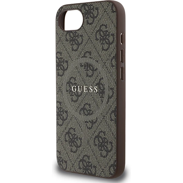 Guess PU Leather 4G Farebný prsteň MagSafe kryt iPhone 17e/16e hnedý - Puzdra - Obrázok 99a27ec79e9a4a7eb7ae10e264c2b549