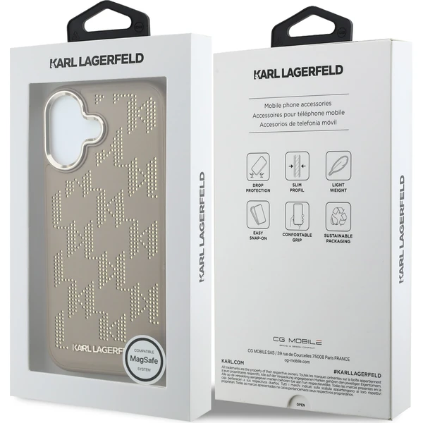 Karl Lagerfeld PU Perforated Monogram MagSafe Zadný kryt pre iPhone 17 Beige - Puzdra - Obrázok 99ac9ebd838147ddbdae2f51ca1ccdf6