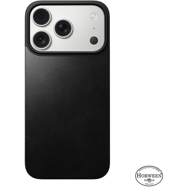 Nomad Magnetic Leather Back (Horween) Magsafe kožený kryt iPhone 17 Pro Black - Puzdra - Obrázok 99b19010274c485cbc1ef93f78b97ff7