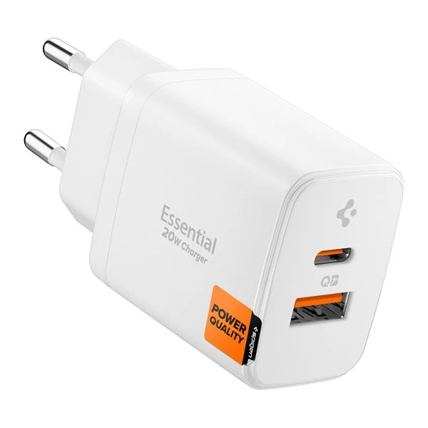 Spigen Essential EE202EU (20W) USB-C/USB-A nabíjačka biela - Nabíjačky - Hlavný obrázok