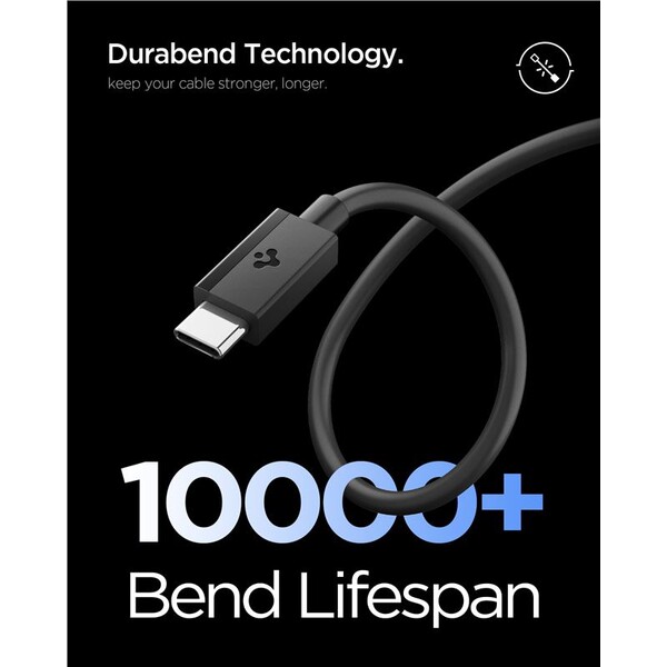 Spigen Essential USB-C/USB-C napájací kábel 60W 2m čierny - Káble a redukcie - Obrázok 99d5d77a46124a348357e1bc843aac3d
