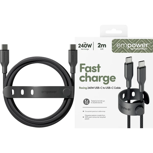 PanzerGlass USB-C/USB-C napájací kábel 240W 2m čierny - Káble a redukcie - Obrázok 9A3J000K01