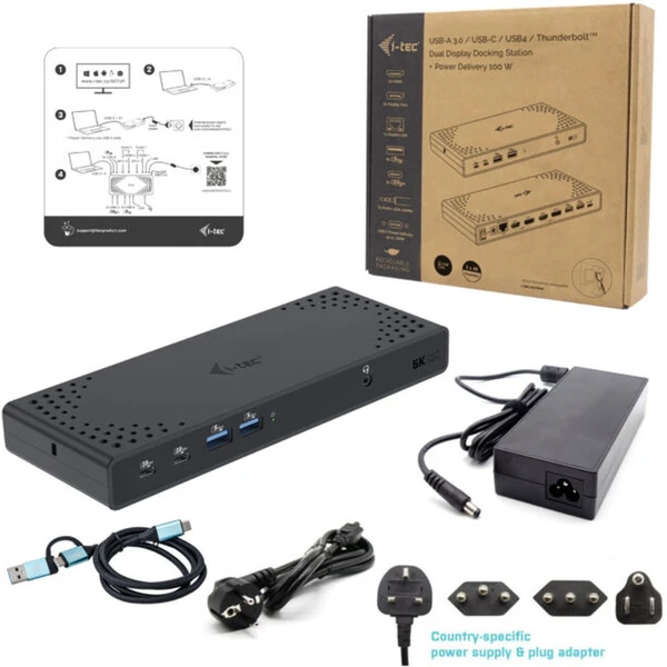 i-tec USB 3.0 / USB-C / Thunderbolt Dual Display dokovacia stanica s PD 100W - Dokovacie stanice - Obrázok 9BP8000601
