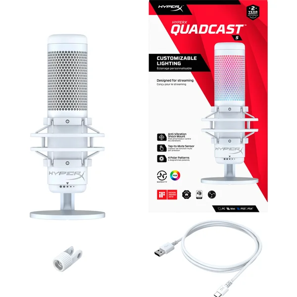 HyperX QuadCast™ S biely - Mikrofóny - Obrázok 9BQ2700301