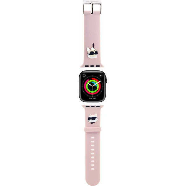 Karl Lagerfeld Karl and Choupette Head NFT remienok pre Apple Watch 42/44/45/46/49 ružový - Remienky - Hlavný obrázok