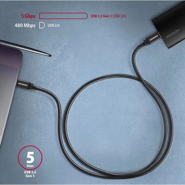 AXAGON USB-C/USB-C napájací kábel 60W 1m čierny - Káble a redukcie - Obrázok 9ED0700301