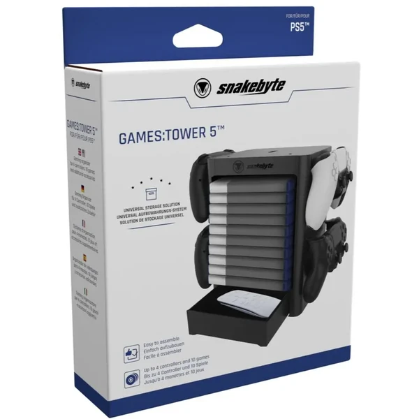 SNAKEBYTE PS5 GAMES:TOWER 5™ stojan na hry a ovládače (PS5) čierny - Držiaky - Obrázok 9F7X600301