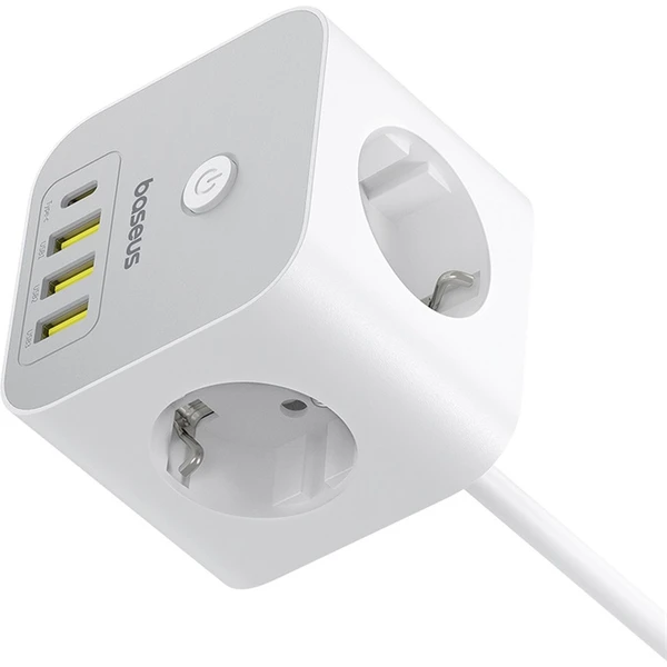 Predlžovací kábel Baseus PowerCombo Cube 3x zásuvka + 3x USB + 1x USB-C 20W 1.5m biely - Nabíjačky - Obrázok 9FGE000L01