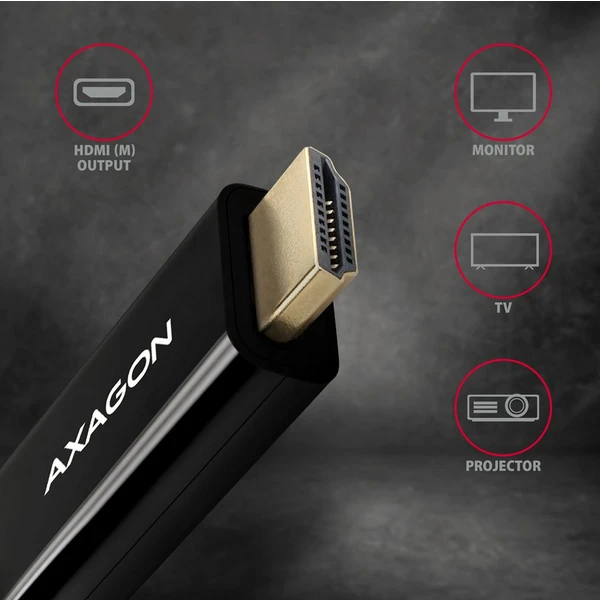 AXAGON DisplayPort 1.2/HDMI 1.4 kábel 4K 1,8m čierny - Káble a redukcie - Obrázok 9GD0700301