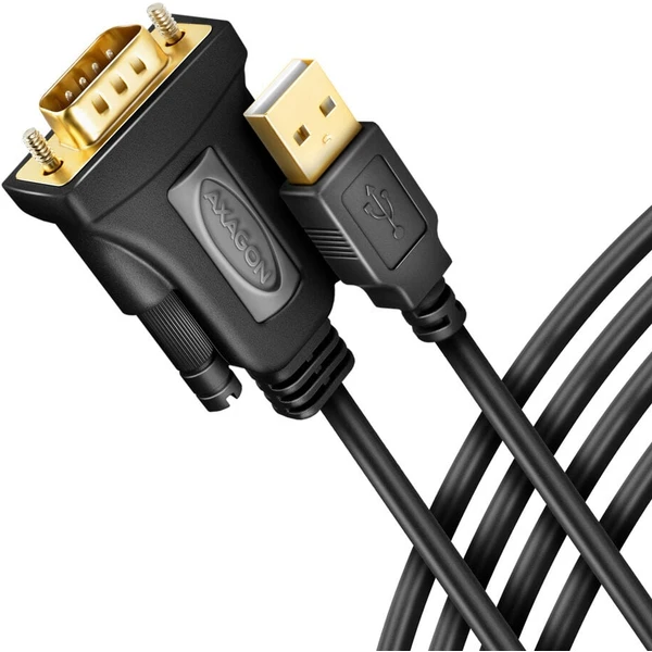 AXAGON USB-A/COM(DE-9) redukcia 1,5m čierna - Káble a redukcie - Hlavný obrázok