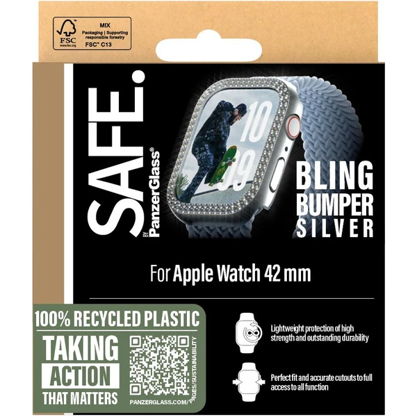 PanzerGlass® SAFE Apple Watch 10/11 (42mm) bumper trblietavo strieborný rámček - Puzdra - Obrázok 9HWA000L01